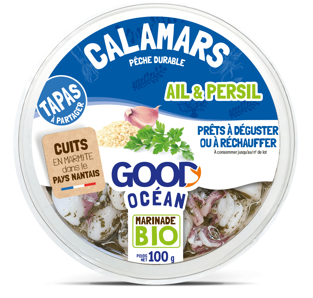 Packaging - Calamars ail et persil Good Océan -BIO-100 g - 2025