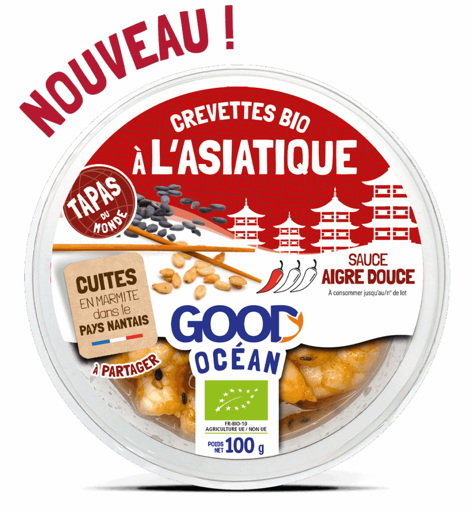 Packaging Tapas du MONDE L'ASIATIQUE - Crevettes bio sauce aigre douce Good Océan -BIO-100 g - 2025